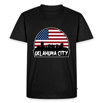 Oklahoma City Oklahoma États-Unis Flag Skyline Silhouette - T-shirt Premium bio Homme - noir - Devant - Nico (187cm)