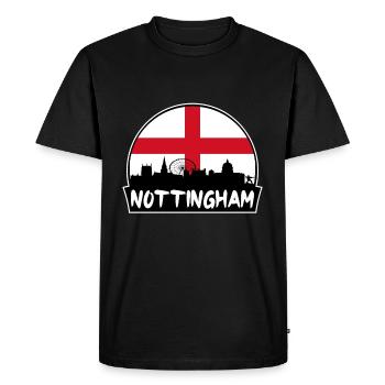 Nottingham Angleterre Flag Skyline Silhouette Voyage - T-shirt Premium bio Homme - noir - Devant - Nico (187cm)