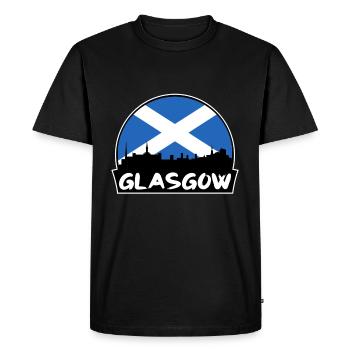 Glasgow Ecosse Drapeau Skyline Silhouette Voyage - T-shirt Premium bio Homme - noir - Devant - Nico (187cm)