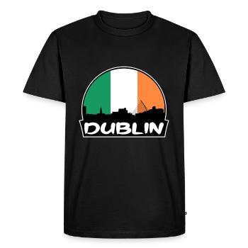 Dublin Irlande Flag Skyline Silhouette Voyage - T-shirt Premium bio Homme - noir - Devant - Nico (187cm)