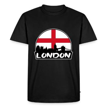 Londres, Angleterre, drapeau, Skyline, silhouette, voyage - T-shirt Premium bio Homme - noir - Devant - Nico (187cm)