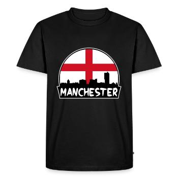 Manchester Angleterre Drapeau Skyline Silhouette Voyage - T-shirt Premium bio Homme - noir - Devant - Nico (187cm)