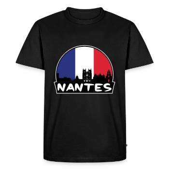 Nantes France Flag Skyline Silhouette Voyage - T-shirt Premium bio Homme - noir - Devant - Nico (187cm)