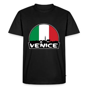 Venise Italie Flag Skyline Silhouette Voyage - T-shirt Premium bio Homme - noir - Devant - Nico (187cm)