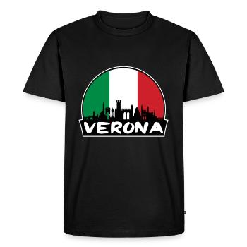 Vérone Italie Flag Skyline Silhouette Voyage - T-shirt Premium bio Homme - noir - Devant - Nico (187cm)