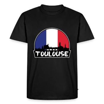 Toulouse France Flag Skyline Silhouette Voyage - T-shirt Premium bio Homme - noir - Devant - Nico (187cm)