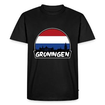 Groningue Pays-Bas Flag Skyline Silhouette - T-shirt Premium bio Homme - noir - Devant - Nico (187cm)