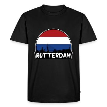 Rotterdam Pays-Bas Flag Skyline Silhouette - T-shirt Premium bio Homme - noir - Devant - Nico (187cm)