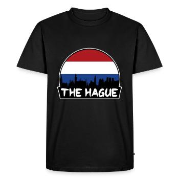 La Haye Pays-Bas Flag Skyline Silhouette - T-shirt Premium bio Homme - noir - Devant - Nico (187cm)