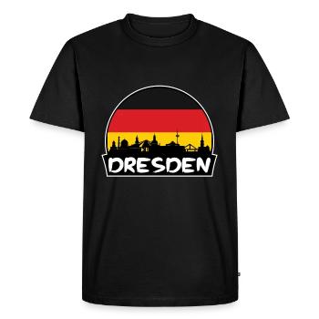 Dresde Allemagne Flag Skyline Silhouette Voyage - T-shirt Premium bio Homme - noir - Devant - Nico (187cm)
