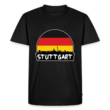 Stuttgart Germany Flag Skyline Silhouette Travel - Men's Premium Organic T-Shirt - black - Front - Nico (187cm)