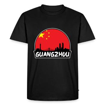Guangzhou China Flag Skyline Silhouette Travel - Men's Premium Organic T-Shirt - black - Front - Nico (187cm)