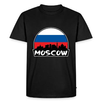 Moscou Russie Flag Skyline Silhouette Voyage - T-shirt Premium bio Homme - noir - Devant - Nico (187cm)