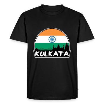 Kolkata India Flag Skyline Silhouette Travel - Men's Premium Organic T-Shirt - black - Front - Nico (187cm)