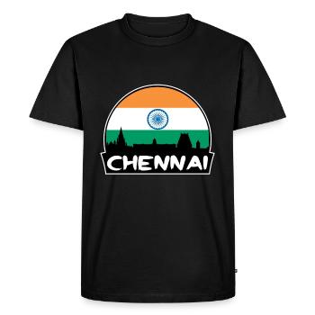 Chennai India Flag Skyline Silhouette Travel - Men's Premium Organic T-Shirt - black - Front - Nico (187cm)