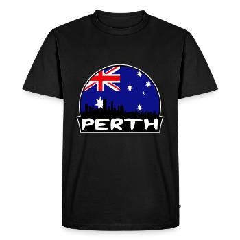 Perth Australia Flag Skyline Silhouette Travel - Men's Premium Organic T-Shirt - black - Front - Nico (187cm)