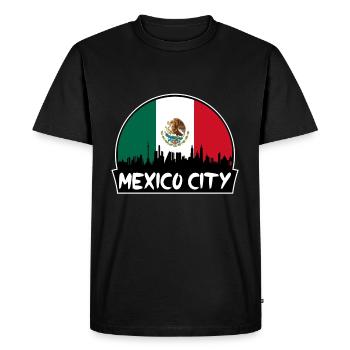 Mexico City Mexico Flag Skyline Silhouette Voyage - T-shirt Premium bio Homme - noir - Devant - Nico (187cm)