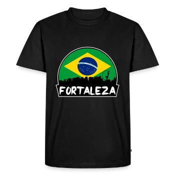 Fortaleza Brésil Flag Skyline Silhouette Voyage - T-shirt Premium bio Homme - noir - Devant - Nico (187cm)