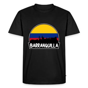 Barranquilla Colombie Flag Skyline Silhouette - T-shirt Premium bio Homme - noir - Devant - Nico (187cm)