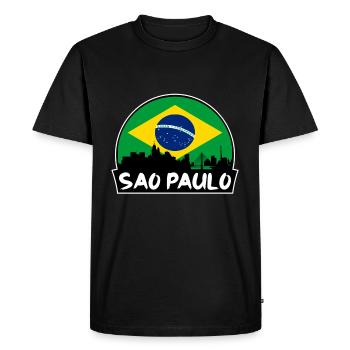 Sao Paulo Brazil Flag Skyline Silhouette Travel - Men's Premium Organic T-Shirt - black - Front - Nico (187cm)