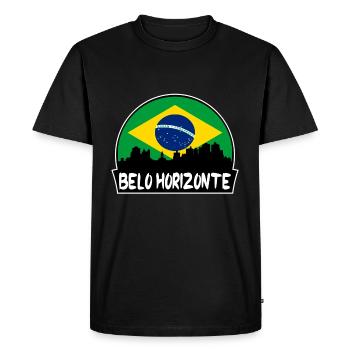 Belo Horizonte Brésil Flag Skyline Silhouette - T-shirt Premium bio Homme - noir - Devant - Nico (187cm)
