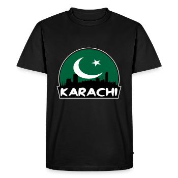 Karachi Pakistan drapeau Skyline Silhouette Travel - T-shirt Premium bio Homme - noir - Devant - Nico (187cm)