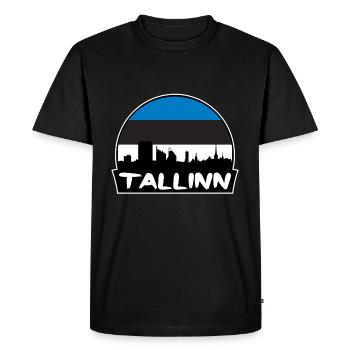 Tallinn Estonie Flag Skyline Silhouette Voyage - T-shirt Premium bio Homme - noir - Devant - Nico (187cm)
