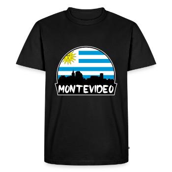 Montevideo Uruguay Flag Skyline Silhouette Voyage - T-shirt Premium bio Homme - noir - Devant - Nico (187cm)