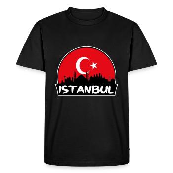 Istanbul Turquie Flag Skyline Silhouette Voyage - T-shirt Premium bio Homme - noir - Devant - Nico (187cm)