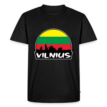 Vilnius Lituanie Flag Skyline Silhouette Voyage - T-shirt Premium bio Homme - noir - Devant - Nico (187cm)