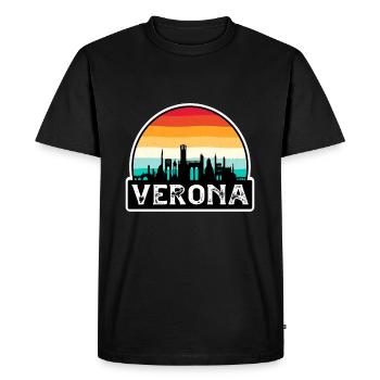 Vérone Italie Flag Skyline Souvenir de voyage - T-shirt Premium bio Homme - noir - Devant - Nico (187cm)