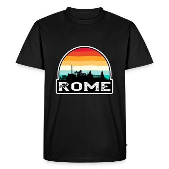 Rome Italie Flag Skyline Souvenir de voyage - T-shirt Premium bio Homme - noir - Devant - Nico (187cm)