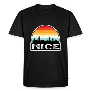Nice France Flag Skyline Travel Souvenir - Men's Premium Organic T-Shirt - black - Front - Nico (187cm)
