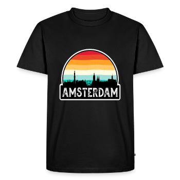 Amsterdam Pays-Bas Flag Skyline Souvenir de voyage - T-shirt Premium bio Homme - noir - Devant - Nico (187cm)