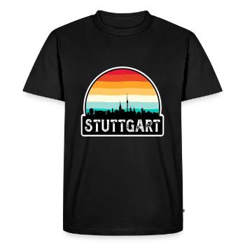 Stuttgart Germany Flag Skyline Travel Souvenir - Men's Premium Organic T-Shirt - black - Front - Nico (187cm)