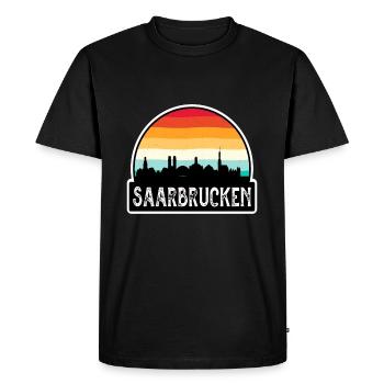 Souvenir de voyage du drapeau de l’Allemagne de Sarrebruck Skyline - T-shirt Premium bio Homme - noir - Devant - Nico (187cm)