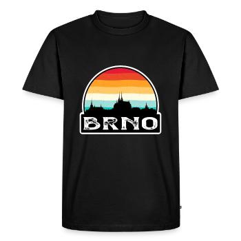 Brno Czechia Flag Skyline Travel Souvenir - Men's Premium Organic T-Shirt - black - Front - Nico (187cm)
