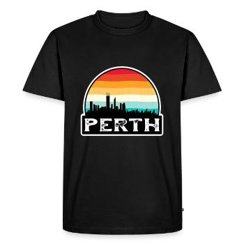Perth Australia Flag Skyline Travel Souvenir - Men's Premium Organic T-Shirt - black - Front - Nico (187cm)