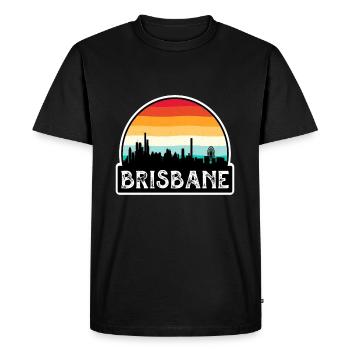 Brisbane Australia Flag Skyline Travel Souvenir - Men's Premium Organic T-Shirt - black - Front - Nico (187cm)