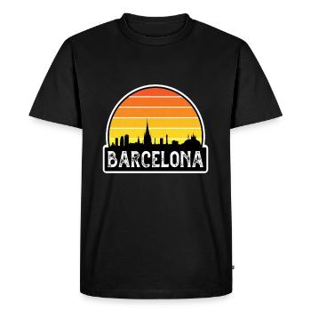 Barcelona Spain Flag Skyline Travel Souvenir - Men's Premium Organic T-Shirt - black - Front - Nico (187cm)