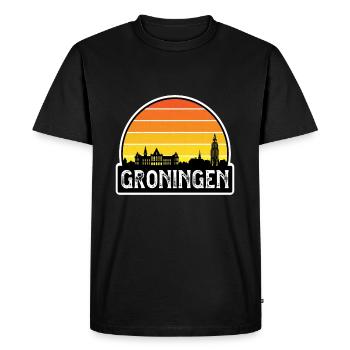 Groningue Pays-Bas Flag Skyline Souvenir de voyage - T-shirt Premium bio Homme - noir - Devant - Nico (187cm)