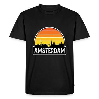 Amsterdam Pays-Bas Flag Skyline Souvenir de voyage - T-shirt Premium bio Homme - noir - Devant - Nico (187cm)