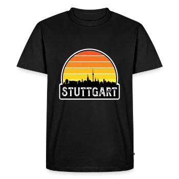 Stuttgart Germany Flag Skyline Travel Souvenir - Men's Premium Organic T-Shirt - black - Front - Nico (187cm)