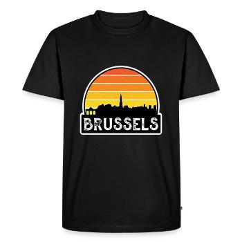 Bruxelles Belgique Flag Skyline Souvenir de voyage - T-shirt Premium bio Homme - noir - Devant - Nico (187cm)
