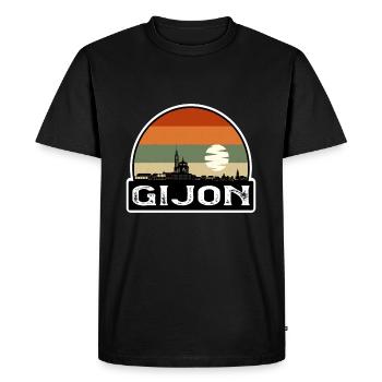 Gijon Spain Flag Skyline Travel Souvenir - Men's Premium Organic T-Shirt - black - Front - Nico (187cm)