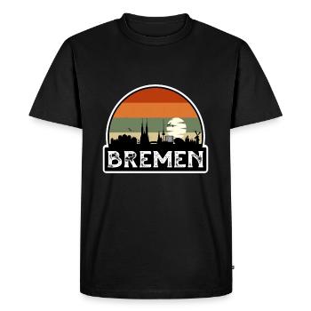 Bremen Germany Flag Skyline Travel Souvenir - Men's Premium Organic T-Shirt - black - Front - Nico (187cm)