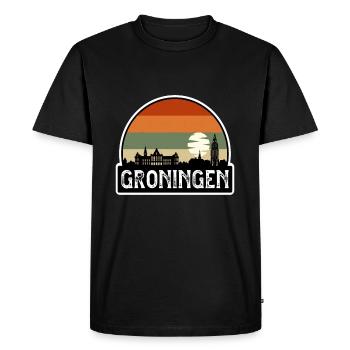Groningen Netherlands Flag Skyline Travel Souvenir - Men's Premium Organic T-Shirt - black - Front - Nico (187cm)