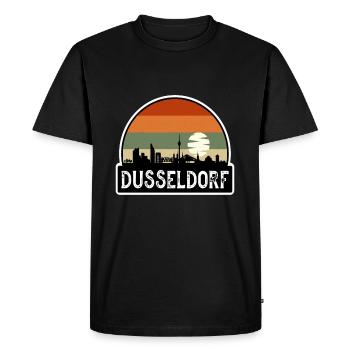 Dusseldorf Germany Flag Skyline Travel Souvenir - Men's Premium Organic T-Shirt - black - Front - Nico (187cm)