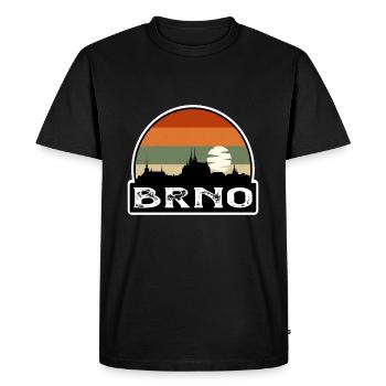 Brno Czechia Flag Skyline Travel Souvenir - Men's Premium Organic T-Shirt - black - Front - Nico (187cm)