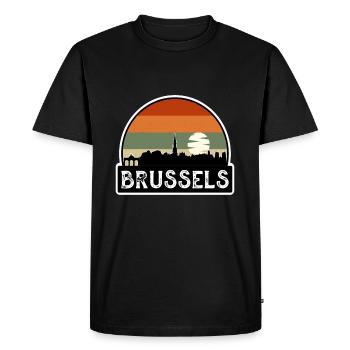 Brussels Belgium Flag Skyline Travel Souvenir - Men's Premium Organic T-Shirt - black - Front - Nico (187cm)